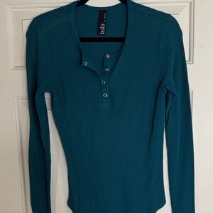 Bobi Deep Teal Long Sleeve Henley Top